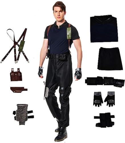 IOONCHI Leon Kennedy Cosplay Jacke RE4 Remake Leon Kostüm Mantel Hose Handschuhe Outfits Braun Uniform Halloween Komplettes Set (Ohne Mantel, Medium) von IOONCHI