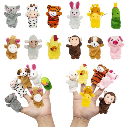 IOPJLK Fingerpuppen, 12 Stück fingerpuppen für Kinder Story Time, folkmanis handpuppe Mini plüschtiere Set für Geschichte Zeit Kindergeburstag Gastgeschenk Mitgebsel Fingerpuppen von IOPJLK