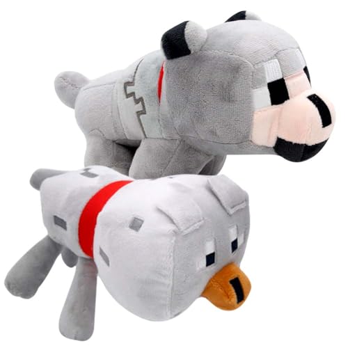 IOSCDH Mine craf-t Kuscheltier,2 Stück Mine craf-t Wolf Plüsch Toy,Wolf Plüschtiere Charaktere Puppe，Home Dekor Cartoon Stofftier Spielzeug Gefüllte für Fans Kinder und Spielbegeisterte 23cm von IOSCDH