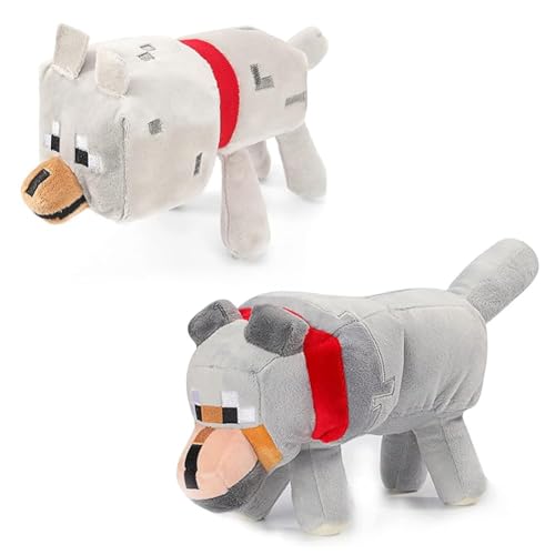 IOSCDH Mine craf-t Kuscheltier 35cm & 18cm,2 Stück Mine craf-t Wolf Plüsch Toy,Wolf Plüschtiere Charaktere Puppe，Home Dekor Cartoon Stofftier Spielzeug Gefüllte für Fans Kinder und Spielbegeisterte von IOSCDH