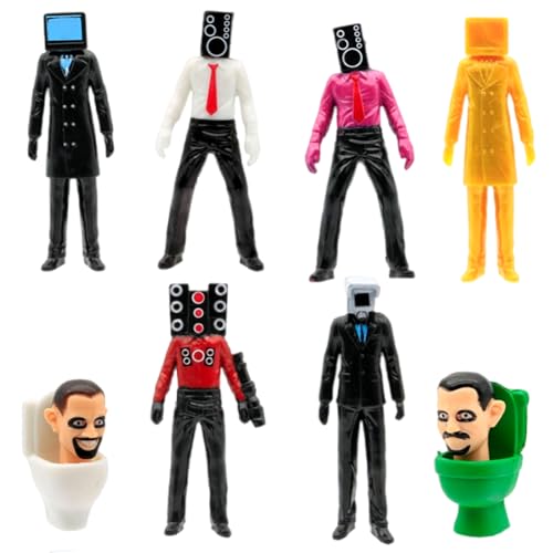 IOSCDH Ski-bidi-Toilet Figures, Toilet Toy Figuren Set 8Pcs Ski-Bidi Toilet Tabletop Ski-Bidi TOI-Let Figures Model Set TOI-Lettenpuppe Anime Spiel Ornament Modell Für Kinder Geburtstagsgeschenk D von IOSCDH