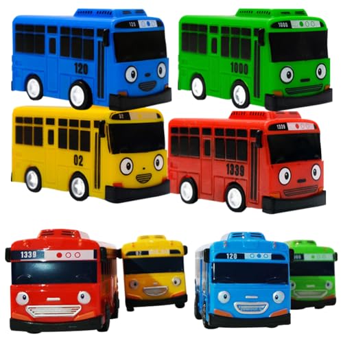 Mini-Pull-Back-Spielzeugautos, Bus-Spielzeugauto-Set, Mini-Bus-Spielzeug, Schulbus Modellauto für Kinder, Pull Back Bus Spielzeug, Schulbusmodell Kleinkindauto, Mini Pull Back Toy Schulbus 4 Stück von IOSCDH