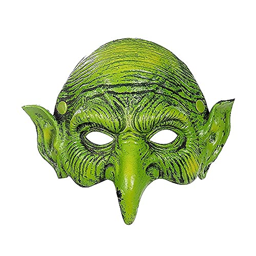 Halloween Grüne Hexe Halbmaske Karneval Osterfest Party Maske Grüne Gruselige Hexe Maske Grüne Kobold Zauberer Maske Halloween Horror Cosplay Party Kostüm Frauen Mädchen Kostüm Themenpartys Requisiten von IPENNY