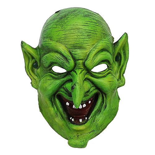 Halloween Grüne Hexe Vollmaske Karneval Osterfest Party Maske Grüne Gruselige Hexe Maske Grüne Kobold Zauberer Maske Halloween Horror Cosplay Party Kostüm Frauen Mädchen Kostüm Themenpartys Requisiten von IPENNY