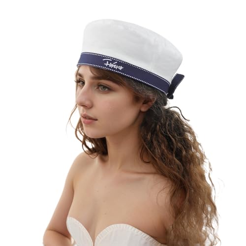 IPENNY Weiße Yacht Kapitänsmütze Damen Sailor Hut Atmungsaktive Segler Baskenmütze mit Schleife Band für Yacht Party Halloween Kostüm Zubehör IPENNY Weiße Yacht Kapitänsmütze Damen Sailor Hut Atmungsaktive Segler Baskenmütze mit Schleife Band für Yacht Party Halloween Kostüm Zubehör von IPENNY