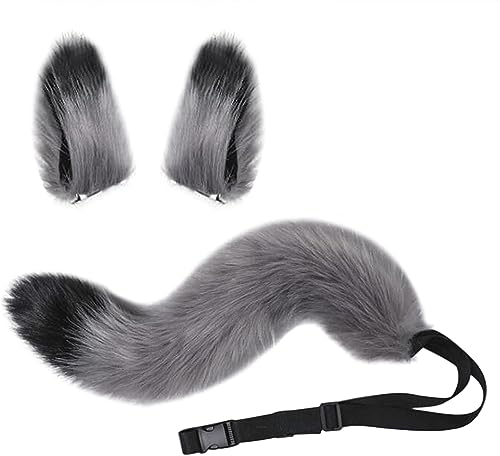 Katze Cosplay Kostüm Set Kätzchen Fox Kit Tierkostüm Haarreif Schwanz und Ohren Cat Ears Stirnband Set Kunstpelz für Halloween Karneval Party Dekoration Party Kostüm Dressing von IPENNY