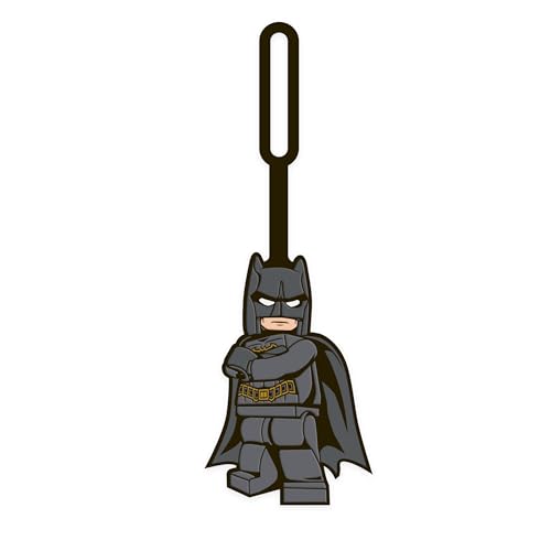 IQ LEGO Batman Taschenanhänger aus Silikon - ID Anhänger mit beschreibbarer Oberfläche - für Reisen, Koffer, Rucksack, Sommertasche - DC Superheroes Batman and Friends, 17,8 cm x 6,3 cm inkl. Gurt von IQ