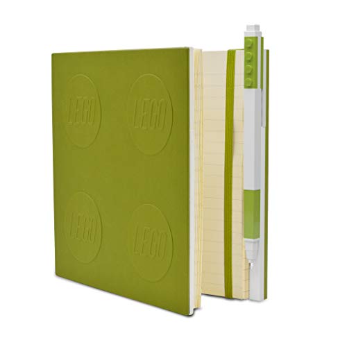 IQ LEGO Stationary Locking Notebook - Schreibwaren Notizbuch mit Gelstift - Notizbuch mit 352 quadratischen Papierseiten und Gelschreiber - Lime von IQ