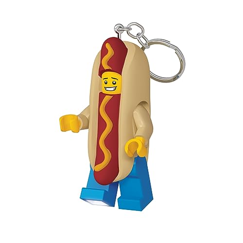 IQ Lego Iconic Hot Dog Man Schlüsselanhänger mit LED-Taschenlampe Spielzeuggeschenke für Kinder - 76 mm große Figur - 2 CR2025 Batterien enthalten von IQ