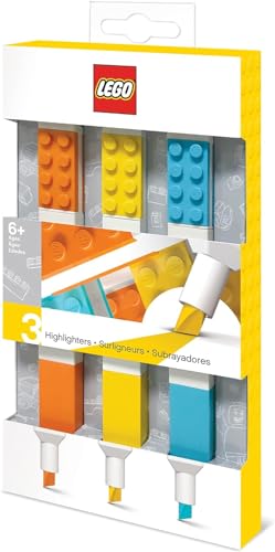 LEGO IQ Stationery 3er-Pack Textmarker mit 4x2 Bausteinen – Gelb, Orange, Blau von IQ