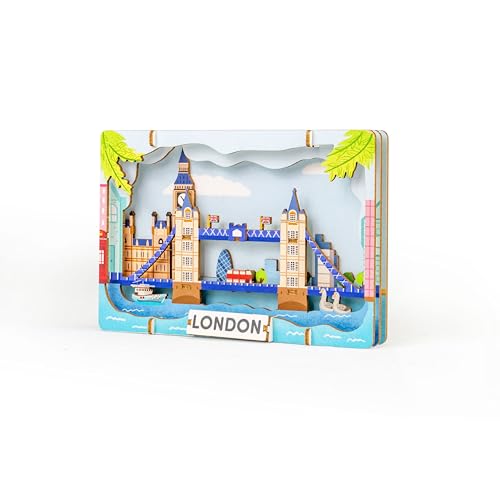 IQBrainPuzzles® DIY Theater Puzzle Holz, Travel The World London, Bastelset für Kinder und Erwachsene, 3D Holzpuzzle, Holzbausatz zum basteln, Modellbau (London) von IQBrainPuzzles