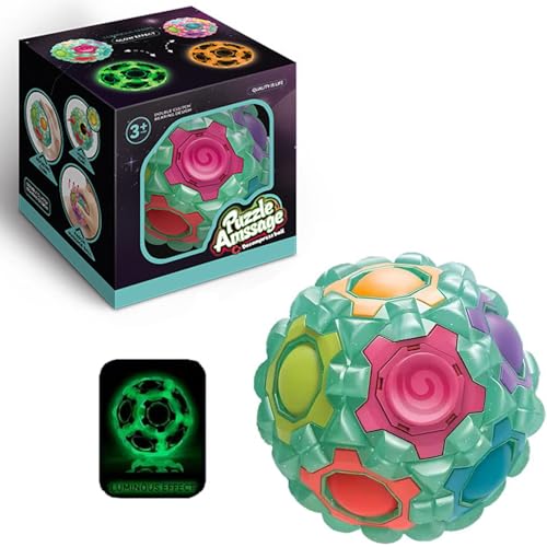 IQBrainPuzzles® Regenbogenball Spinner, Massageball, Spannendes Knobelspiel für Mädchen und Jungen ab 3 Jahren, Fidget Toy, Geschicklichkeitsspiel für Kinder und Erwachsene (Grün) von IQBrainPuzzles