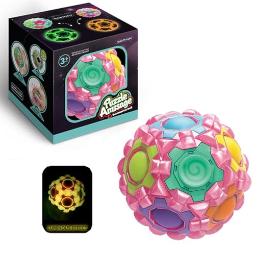 IQBrainPuzzles® Regenbogenball Spinner, Massageball, Spannendes Knobelspiel für Mädchen und Jungen ab 3 Jahren, Fidget Toy, Geschicklichkeitsspiel für Kinder und Erwachsene (Pink) von IQBrainPuzzles