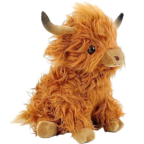 IQEPXTGO Highland Cow Plush Toys Hochlandkuh Plüsch Highland Cow Plushie Hochlandkuh Kuscheltiere Realistic Soft Cuddly Farm Toy hochlandrind Kinder Jungen für Kinder Plüschpuppe Geschenke 25cm von IQEPXTGO