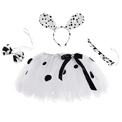 IQYU Kinder Kleinkind Infant Baby Mädchen Cosplay Röcke Kostüme Karneval Polka Dot Röcke Zubehör Set Tutu Prinzessin Kleid 4 STÜCKE Kleinkind Kleidung Junge (White, 0-24 Months) von IQYU