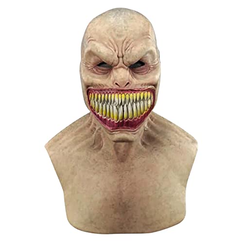 IQYU -Maske Requisiten Party- und Latexgesicht Cosplay Falten gruselige Neuheit Spiele Für Kinder Ab 3 Jahren (Beige, One Size) von IQYU