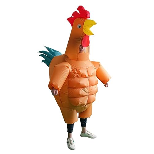 IRETG Aufblasbare Hahn Hühner Kostüm Blow Up Ride-on Huhn Kostüme für Party Halloween Weihnachten Cosplay Erwachsene Größe von IRETG