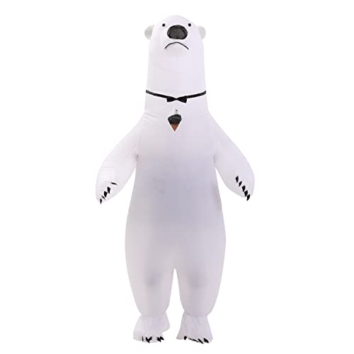 IRETG Eisbär Kostüme für Erwachsene Aufblasbare bären Kostüm Weißer Bär Anzug Lustige Meeresbär Jumpsuit Party Weihnachten Halloween Cosplay Outfit von IRETG