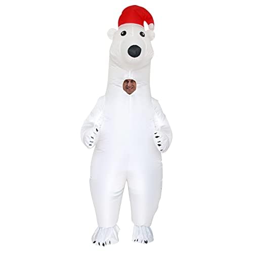 IRETG Eisbär Kostüme für Erwachsene Aufblasbare bären Kostüm Weißer Bär Anzug Lustige Meeresbär Jumpsuit Party Weihnachten Halloween Cosplay Outfit von IRETG