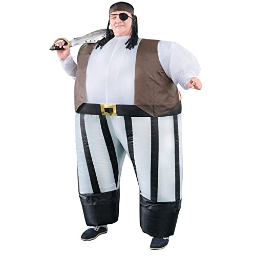 IRETG Piraten Aufblasbares Kostüm Blasen auf Karibik Piraten Anzug Fancy Kleid Lustiger Overall für Party Halloween Weihnachten Cosplay von IRETG