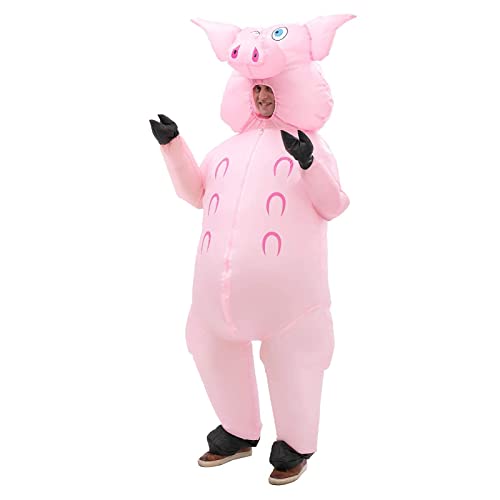 IRETG aufblasbares Schwein Kostüm für Erwachsene Blasen up Schwein Kostüme Fancy kleine Schweine Kleid Maskerade Onesie Lustige Tier Cosplay Party Halloween Kleidung von IRETG