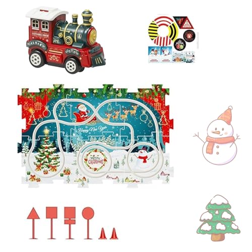 Puzzle Racer Kids Car Track Set, Weihnachten Themed Modell Auto Installation Track Track, Kinder Spaß Track Auto Spielzeug, Puzzle Track Auto Spielzeug Set von IRILXGAY