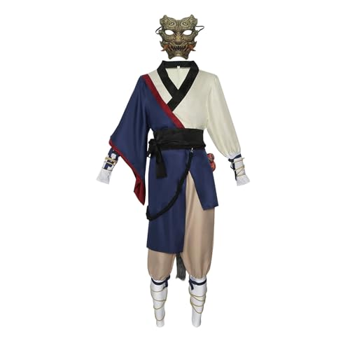 IRIRI Black Myth Wukong Cosplay-Kostümset for Bühnenauftritte – Black Wind Demon King/Wukong/Mi Daoist Rollenspiel-Outfit (18–24 Jahre, Unisex) 6–15-teiliges Rollenspielkostüm mit Maske und Zubehör(E, von IRIRI