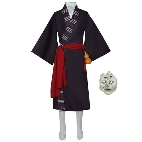 IRIRI Black Myth Wukong Cosplay-Kostümset for Bühnenauftritte – Black Wind Demon King/Wukong/Mi Daoist Rollenspiel-Outfit (18–24 Jahre, Unisex) 6–15-teiliges Rollenspielkostüm mit Maske und Zubehör(D, von IRIRI