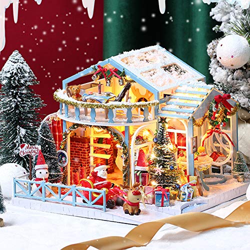 Häuser für Minipuppen,DIY Weihnachten Miniatur Haus Puppenhaus Kit, 3D Holzhaus Modell Handwerk mit Santa Claus Rentier Schneenacht Möbeln Musik Licht Dollhouse,Geschenk Spielzeug für Kinder Häuser für Minipuppen,DIY Weihnachten Miniatur Haus Puppenhaus Kit, 3D Holzhaus Modell Handwerk mit Santa Claus Rentier Schneenacht Möbeln Musik Licht Dollhouse,Geschenk Spielzeug für Kinder von ISAKEN