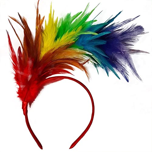 ISAKEN 20er Jahre Stirnband Feder Haarreif Haarband Cosplay Feder Haarband Karneval Party Kopfschmuck Regenbogen Feder Haarreif Kostüm für Ostertag Hochzeit Halloween Party von ISAKEN