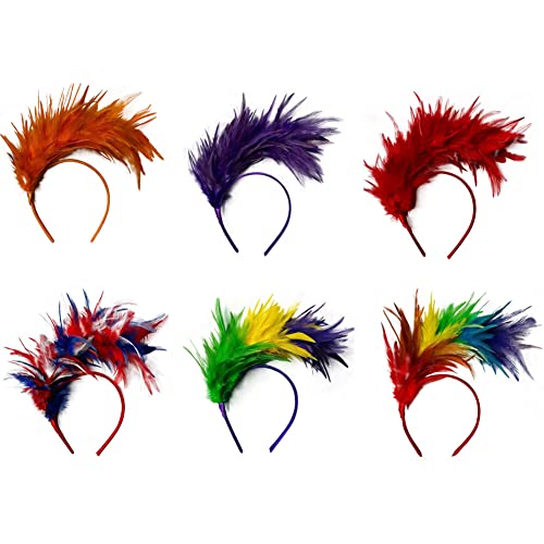 ISAKEN 20er Jahre Stirnband Feder Haarreif Haarband Cosplay Feder Haarband Karneval Party Kopfschmuck Regenbogen Feder Haarreif Kostüm für Ostertag Hochzeit Halloween Party von ISAKEN