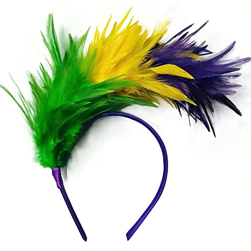 ISAKEN 20er Jahre Stirnband Feder Haarreif Haarband Cosplay Feder Haarband Karneval Party Kopfschmuck Regenbogen Feder Haarreif Kostüm für Ostertag Hochzeit Halloween Party von ISAKEN