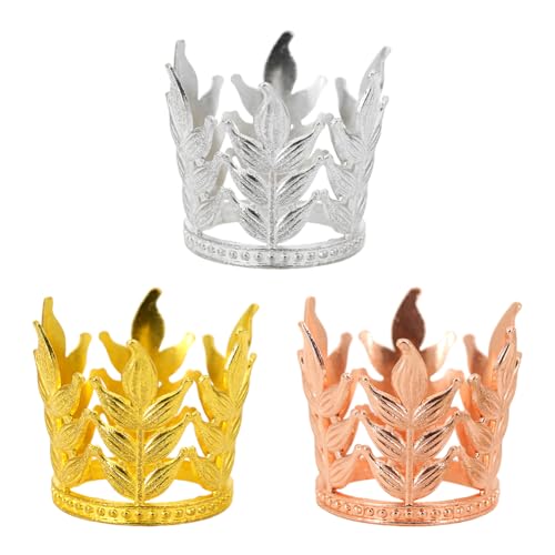 ISAKEN 3 Stücke Krone Tortenaufsatz, Crown Cake Topper Prinzessin Krone Kuchen Topper Dekoration Wiederverwendbare Kuchendeko Kleine Krone für Kinder Mädchen Frauen Dame von ISAKEN