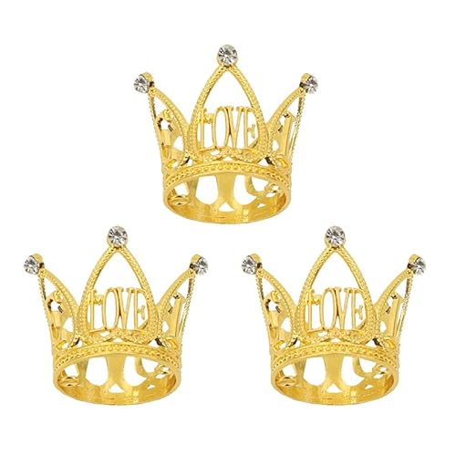 ISAKEN 3 Stücke Tortendeko Geburtstag, Crown Cake Topper Mini Krone Dekoration mit Strass, Wiederverwendbare Kuchen Krone Deko Cake Topper für Kinder Mädchen Frauen Dame von ISAKEN