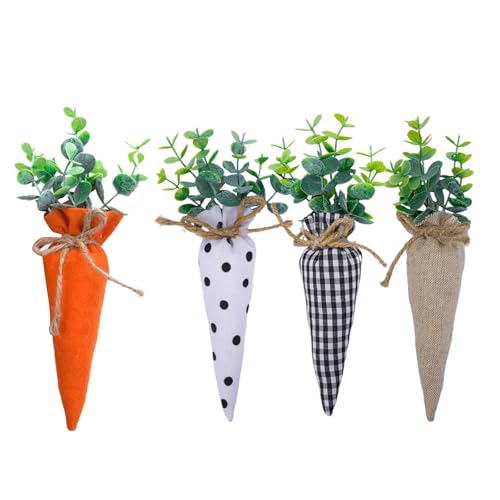 ISAKEN 4 Stück Easter Decorative Carrot Set, Ostern Karotten Spielzeug, Karottenpuppe Ostern Kuscheltiere Kawaii für Zuhause von ISAKEN