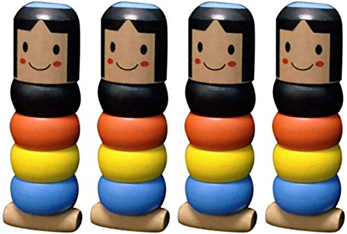 ISAKEN 4 Stück Hölzernes Mann Spielzeug, Unsterbliches Daruma Marionette, Wooden Man Magic Toy Unzerstörbares Holzspielzeug, Zauberrequisiten Hölzernes, Holz-Mann Magie Spielzeug Geschenk für Kinder von ISAKEN