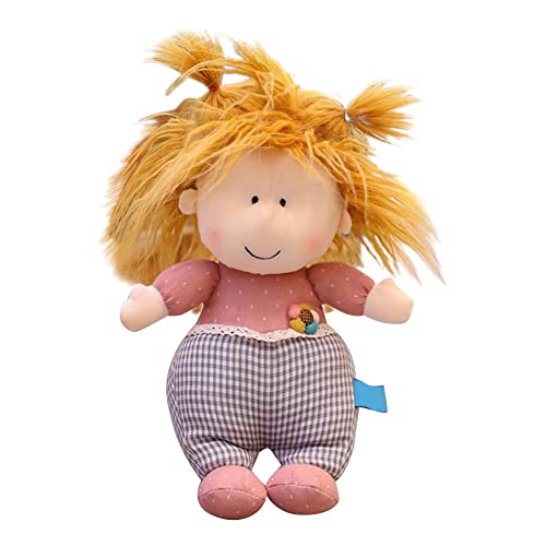 ISAKEN 40cm Niedliche Weiche Stoffpuppe Kuschelpuppe Babypuppe Weiche Puppe mit Kleidung und Haaren, Kinder Gefüllte Puppen Textilpuppen Plüsch Stofftier Spielzeug Geschenk für Mädchen Baby von ISAKEN