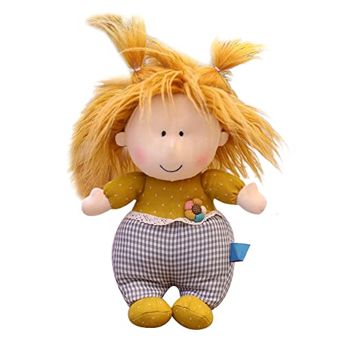 ISAKEN 40cm Niedliche Weiche Stoffpuppe Kuschelpuppe Babypuppe Weiche Puppe mit Kleidung und Haaren, Kinder Gefüllte Puppen Textilpuppen Plüsch Stofftier Spielzeug Geschenk für Mädchen Baby von ISAKEN