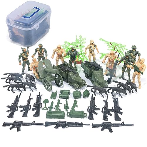 ISAKEN 47 Stück Speziell Streitkräfte Armee Männer Soldaten Kampf Bewegliche Actionfiguren Militär Fahrzeuge Kunststoff Kampf Kraft Flugzeug Mini Tank Jets Fahnen Spielset Gruppe Battlefield Zubehör von ISAKEN