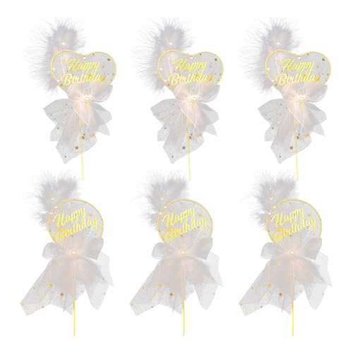 ISAKEN 6 Stück Cake Topper Happy Birthday Tortendeko Geburtstag, Wiederverwendbarcake Acryl Tortendeko Geburtstag, Happy Birthday-Kuchenaufsätze für Mädchen Jungen Frauen Mann von ISAKEN