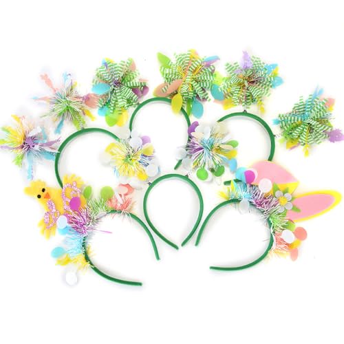 ISAKEN 6 Stück Ostern Stirnband Ostern Haarschmuck Osterohren Haarreif Osterhasenohren-Stirnband Easter Decorative Headband für Karneval Ostern Party Kinder Erwachsene von ISAKEN