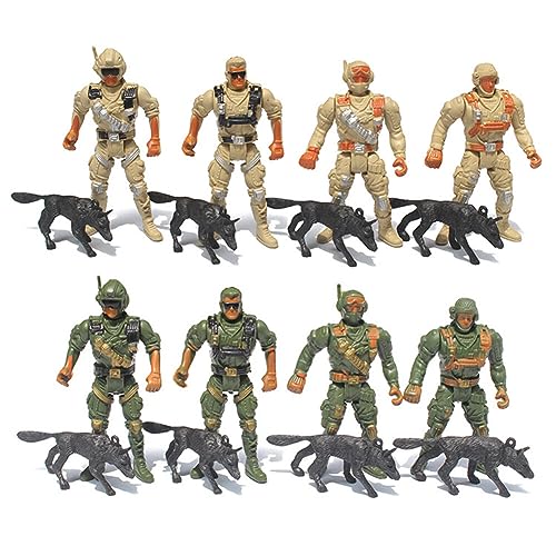 ISAKEN 8 Stück Armee Soldaten Figuren Set Spielsoldaten aus Kunststoff Spielfiguren Set Armee Soldaten Figuren Mini Militär Modell Spielesets Soldatenfiguren Spielzeug Militärspielset für Kinder von ISAKEN