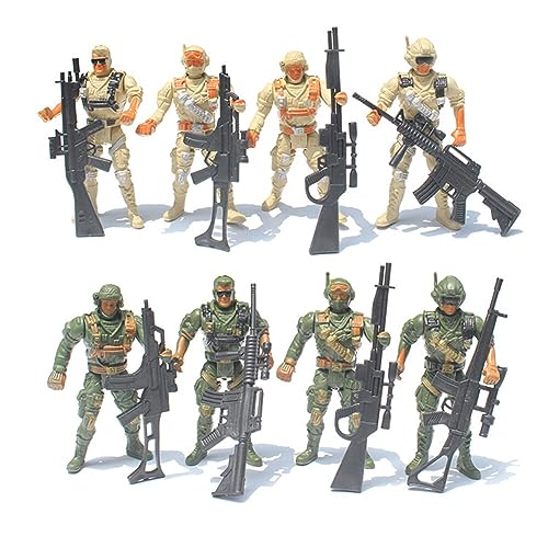 ISAKEN 8 Stück Armee Soldaten Figuren Set Spielsoldaten aus Kunststoff Spielfiguren Set Armee Soldaten Figuren Mini Militär Modell Spielesets Soldatenfiguren Spielzeug Militärspielset für Kinder von ISAKEN