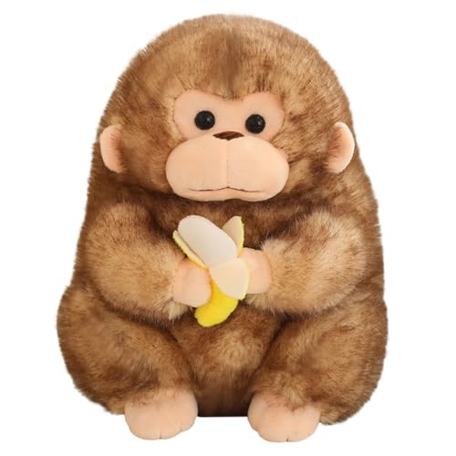 ISAKEN Banane AFFE Plüschpuppe, Realistisches AFFE Plüschtier Niedlicher Banane AFFE Plüschtier Stofftier Weiches Plüschkissen Spielzeug für Weihnachten Geburtstag Geschenk von ISAKEN