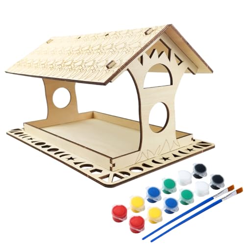 ISAKEN DIY Vogelhaus Bausatz für Kinder, DIY Vogelhaus zu Bauen und Malen, Kunsthandwerk aus Holzspielzeug, Spielzeug Geschenke für Jungen Mädchen, Holz Vogelhaus Puzzle Machen Set von ISAKEN