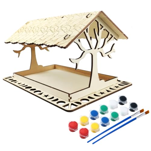 ISAKEN DIY Vogelhaus Bausatz für Kinder, DIY Vogelhaus zu Bauen und Malen, Kunsthandwerk aus Holzspielzeug, Spielzeug Geschenke für Jungen Mädchen, Holz Vogelhaus Puzzle Machen Set von ISAKEN