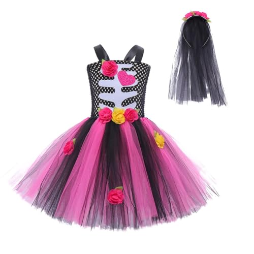 ISAKEN DamenTüllkleid, Baby Mädchen Ärmelloses Abendkleid Cosplay Prinzessin Kleid Halloween Rollenspiel Kinder Kleid für Geburtstagsfeier Hochzeit Mädchen Abendkleider von ISAKEN