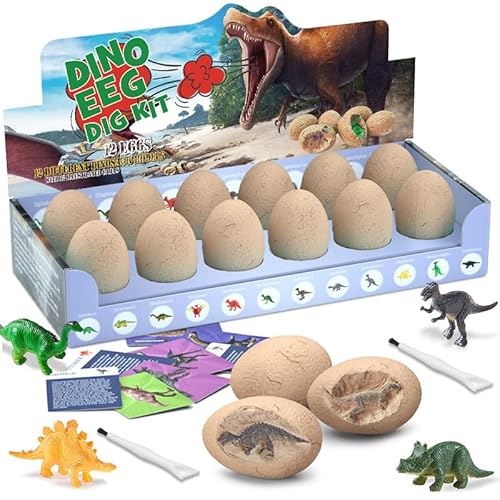 ISAKEN Dinosaurier Egg Toy Ausgraben Dino Ei Spielzeug Dino Eier Ausgraben Geburtstag Party Set, Dino Ausgrabungsset für Kinder, Dinosaurier Spielzeug ab 4 5 6 7 8 9 10 Jahre Junge von ISAKEN