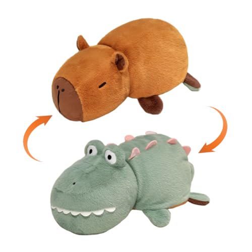 ISAKEN Gefüllte Reversible Capybara Puppe, Niedliche Capybara Reversible Puppen Simulation Capybara Plüschtier Cartoon Capybara Plüschtier für Home Party Weihnachten Urlaub von ISAKEN