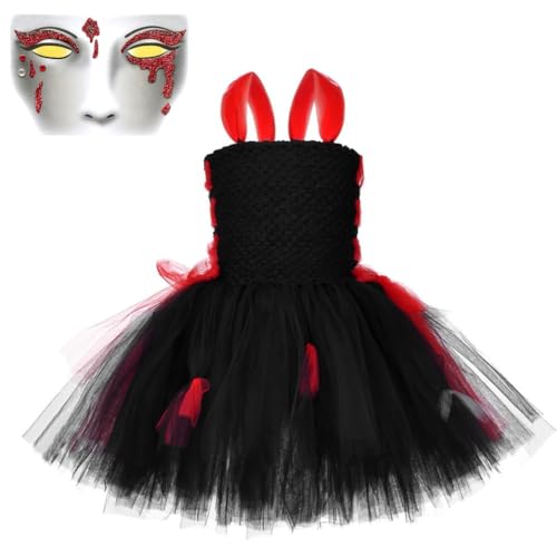 ISAKEN Hexenkostüm Mädchen, Halloween Kinder Mädchen Hexenkleid Kostüm Kinder Tutu Hexenkostüm Faschings Cosplay Zubehör Set für Halloween Party Maskerade Karneval von ISAKEN